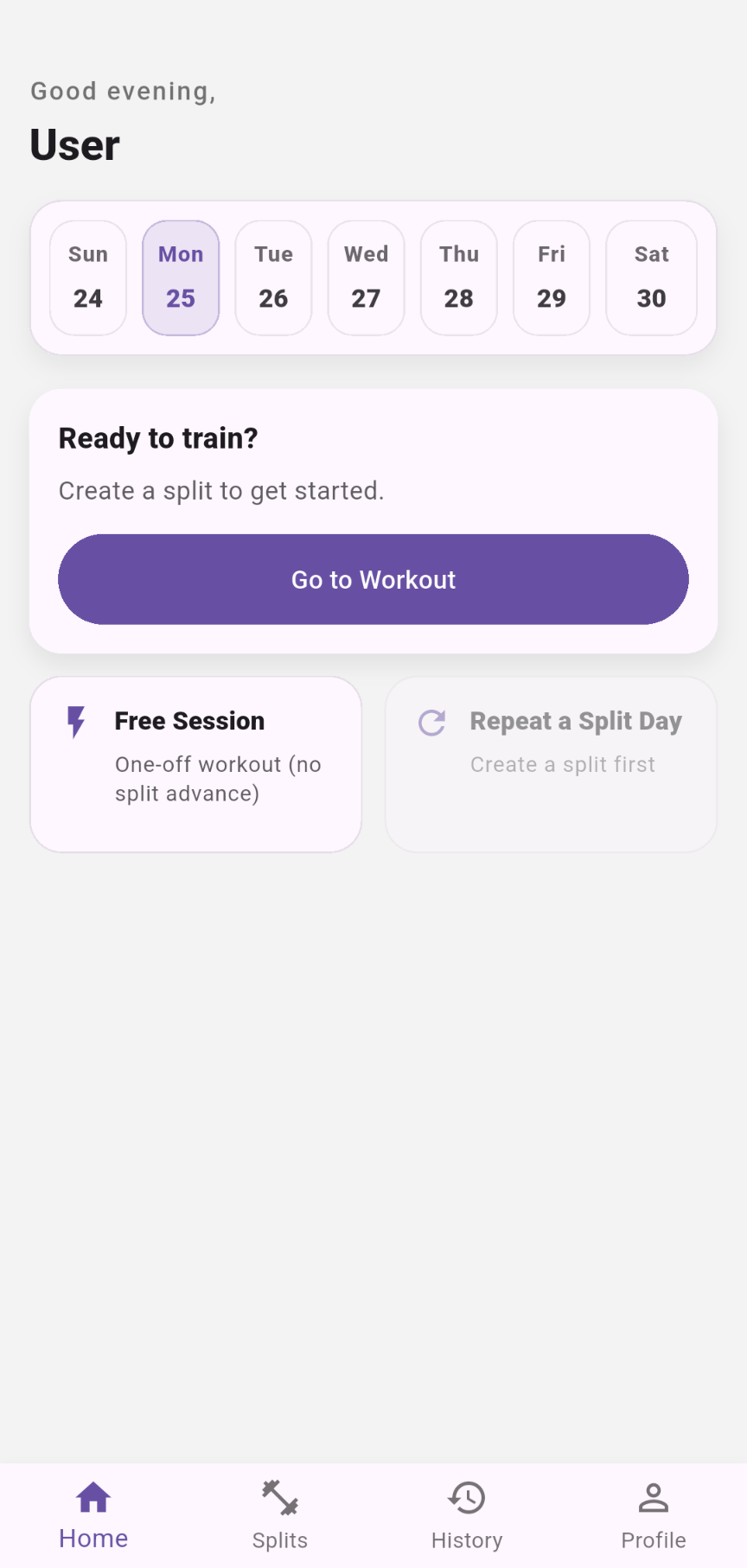 Simply Split app home screen